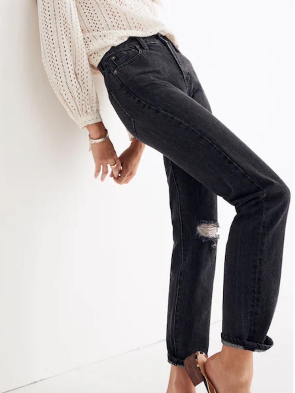 Madewell Women 30 Roxstone Wash The Perfect Vintage Jean Knee-Rip Edition